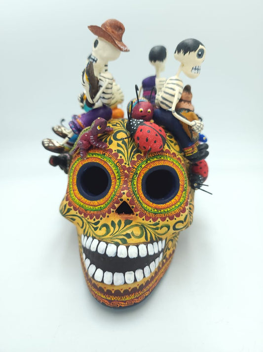 Extraordinary  Day Of the Dead  Ceramics Skeleton Human Lunch Time Skull By Castillo PP7575