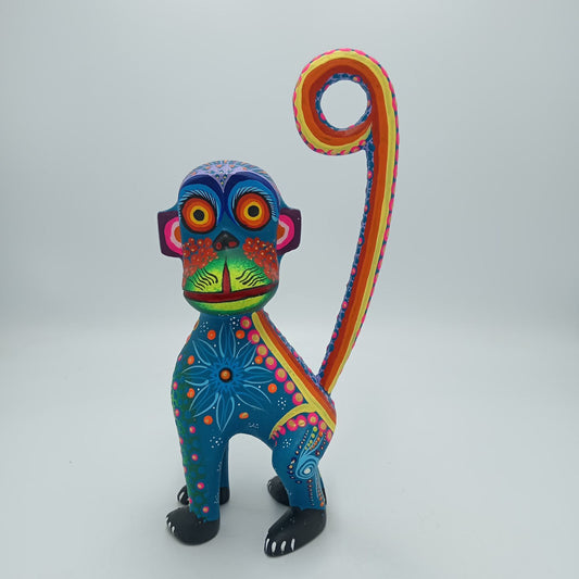 Oaxacan Wood Carving Hand Made Monkey By Cesar Melchor Ojeda PP7581