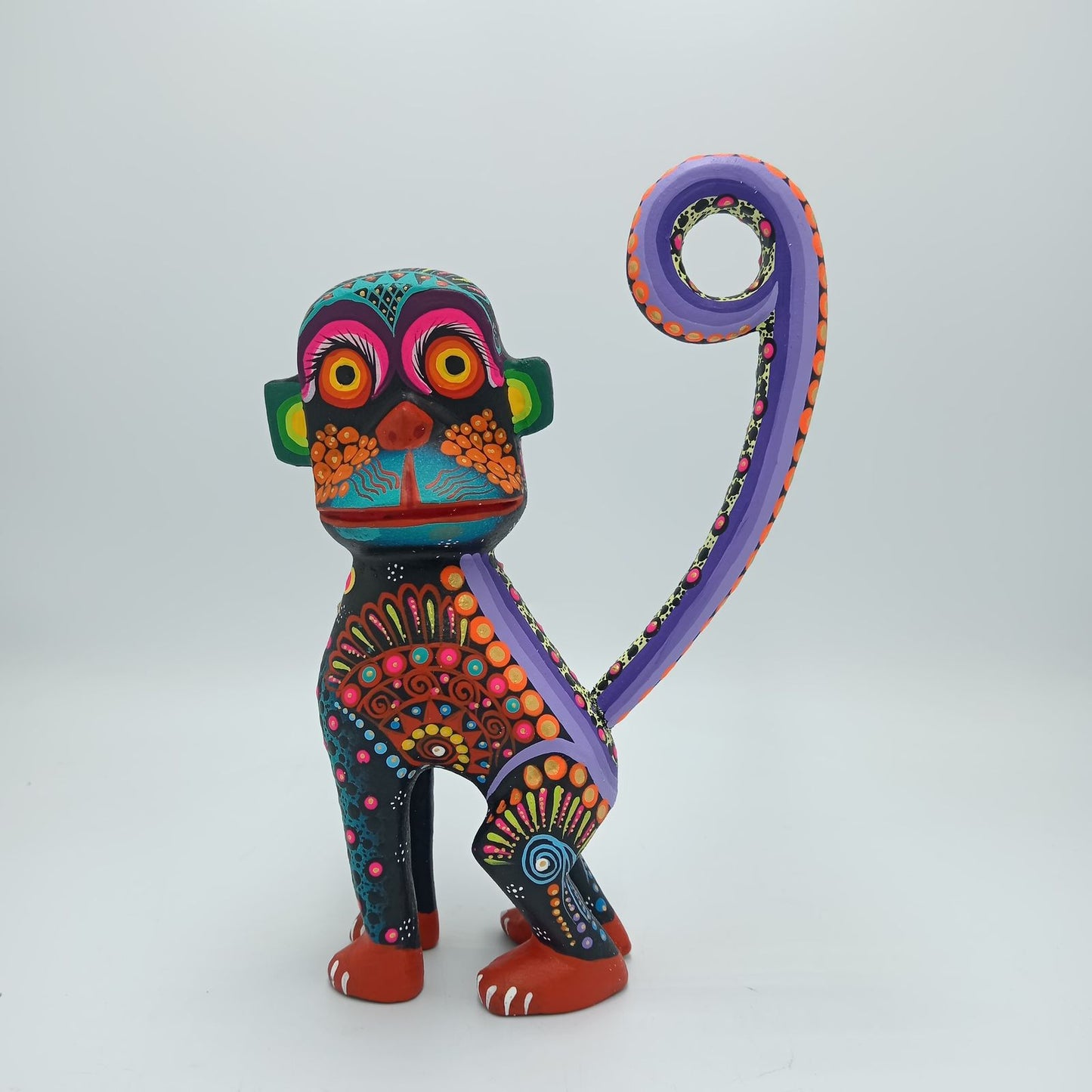 Oaxacan Wood Carving Mexican Folk Art Hand Made, Monkey By Cesár Melchor Ojeda PP7582