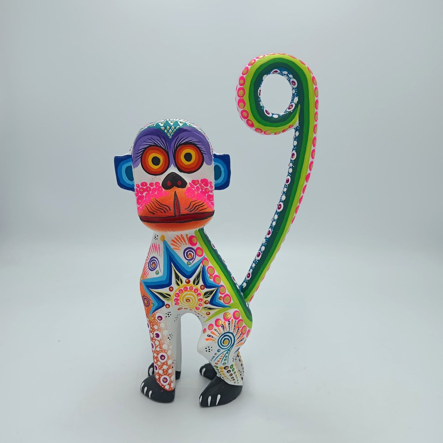 Oaxacan Wood Carving Mexican Folk Art Hand Made, Monkey By Cesar Melchor Ojeda PP7585