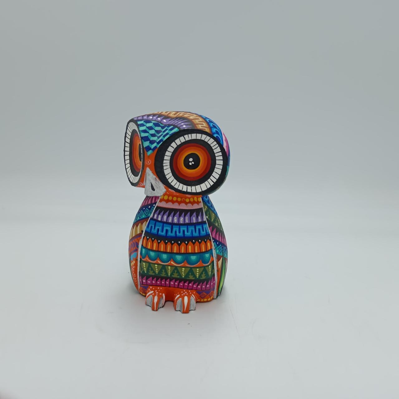 Mexican Oaxacan Wood Carving Owl By Julia Fuentes PP7621