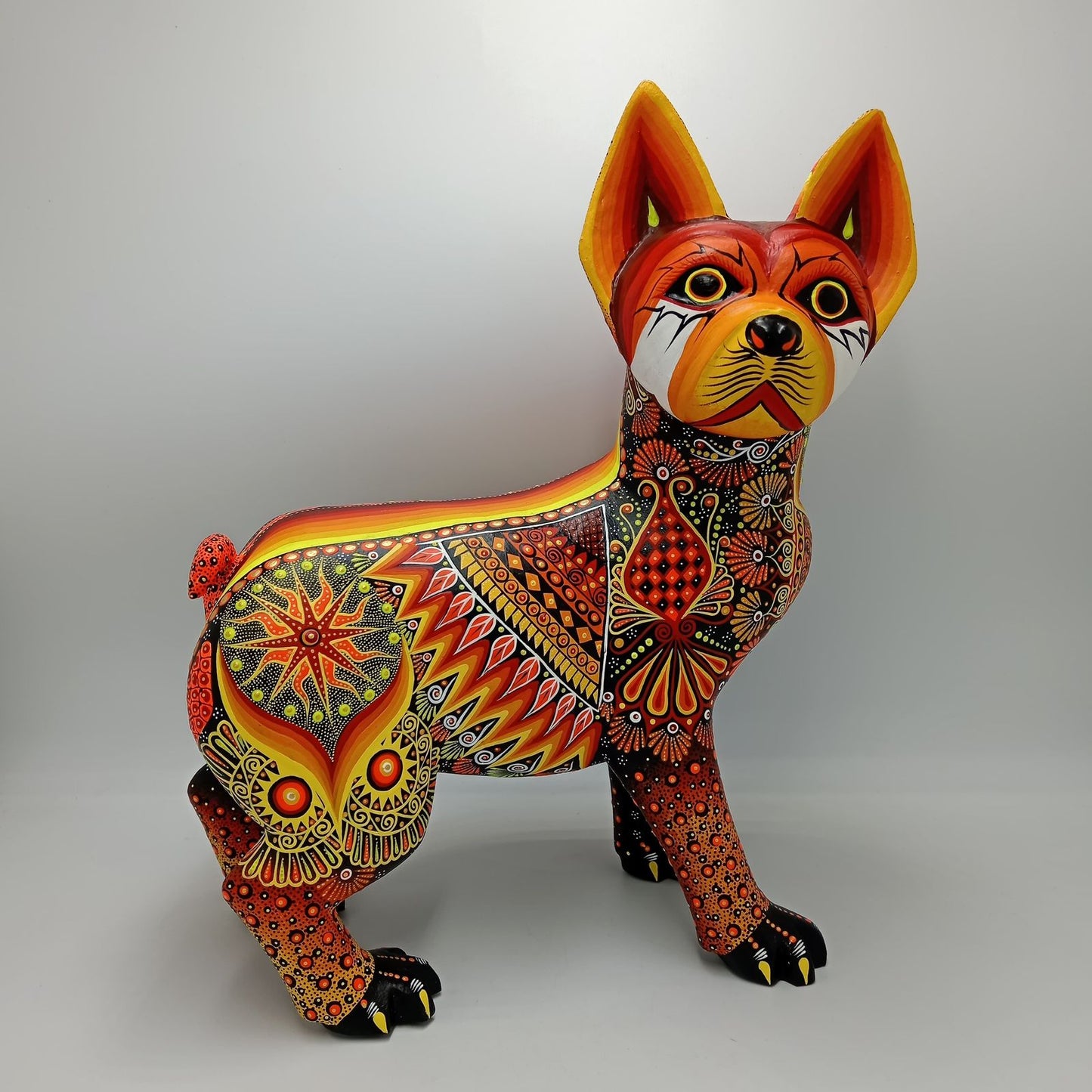 Mexican Folk Art Oaxacan Wood Carving Alebrije Hand Made, Dog By Luis Sosa PP7608