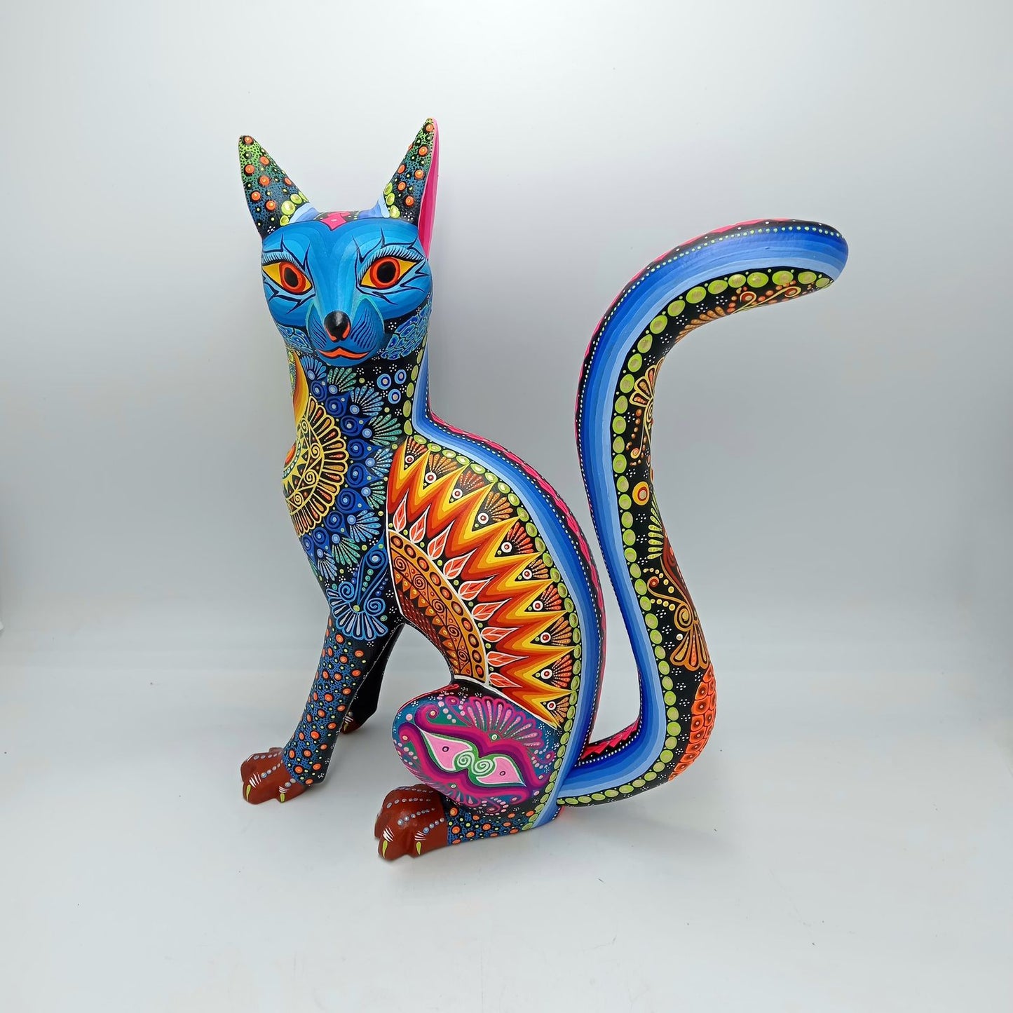 Mexican Folk Art Oaxacan Wood Carving Alebrije Hand Made, Cat By Luis Sosa PP7610