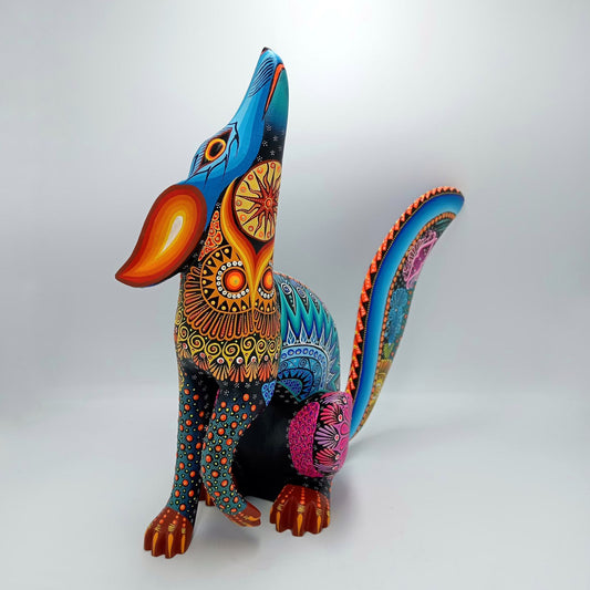 Mexican Folk Art Oaxacan Wood Carving Alebrije Hand Made, Coyote By Luis Sosa PP7614