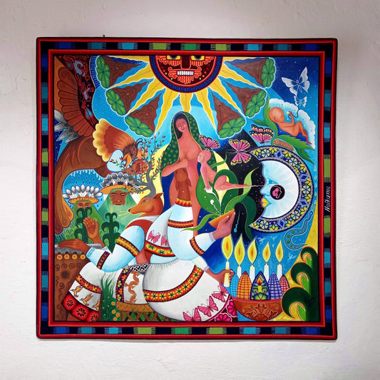 Huichol Mexican Folk Art Yarn Painting by Neikame PP7630
