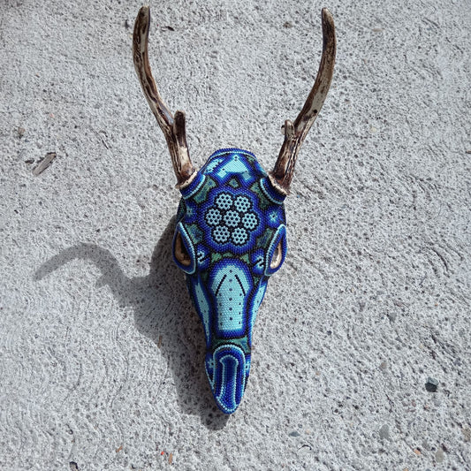 Huichol Indian Cast Resin Deer Skull Beaded By Mayola Villa Lopez PP7640