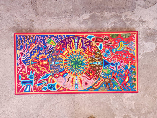 Huichol Yarn Painting Mexican Folk Art by Hilaria Chavez Carrillo PP7733
