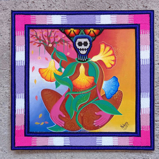 Huichol Mexican Folk Art Yarn Painting by Neikame PP7775