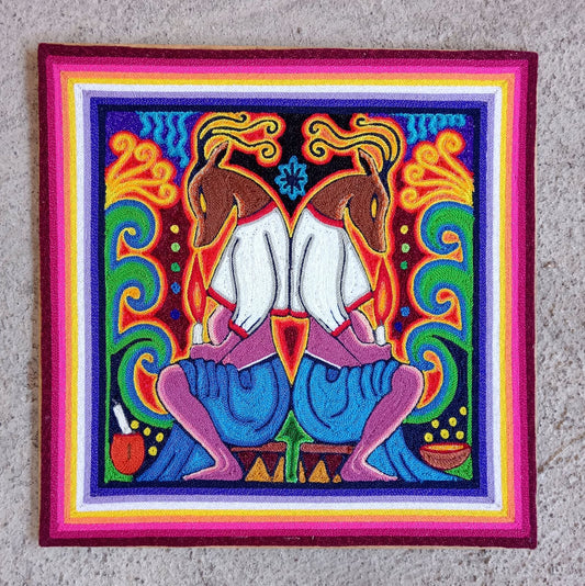 Huichol Mexican Folk Art Yarn Painting by Neikame PP7777