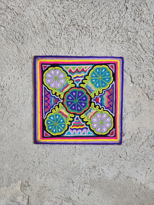 Huichol Indian Mexican Folk Art Yarn Painting by Jesus Jimenez PP7808