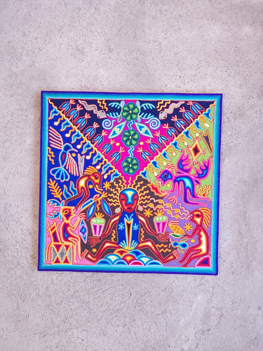 Huichol Yarn Painting Mexican Folk Art By Luciana Benitez PP7896
