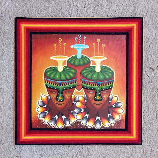 Huichol Mexican Folk Art Yarn Painting by Neikame PP7857
