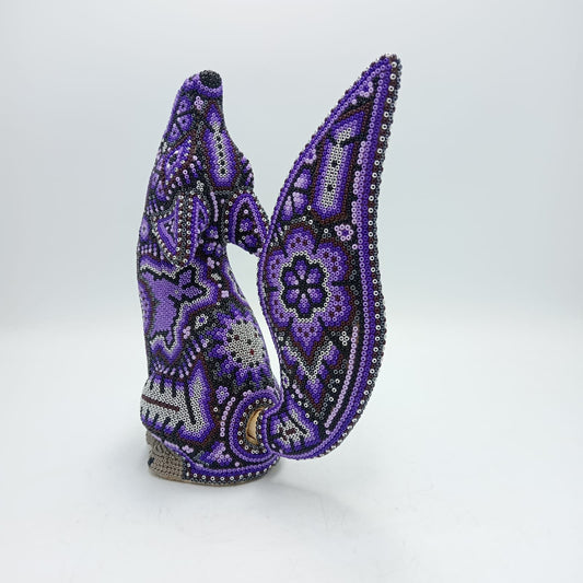 Mexican Huichol Hand Beaded Art, Coyote By Isandro Villa Lopez PP7949