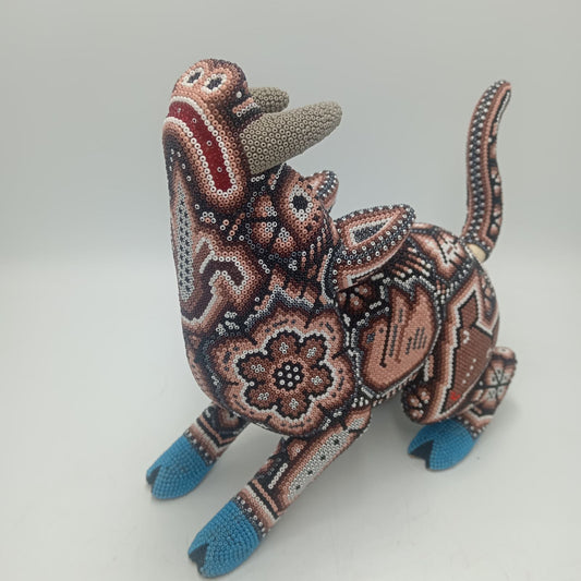 Mexican Huichol Hand Beaded Art, Wild Boar By Isandro Villa Lopez PP7951