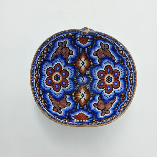 Huichol Hand Beaded Gourd Bowl By Isandro Villa Lopez PP7956