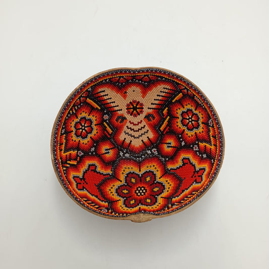 Huichol Hand Beaded Gourd Bowl By Isandro Villa Lopez PP7957