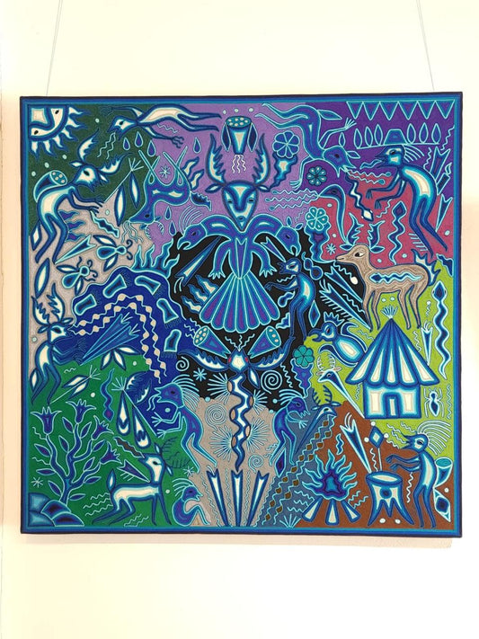 Huichol Yarn Painting Mexican Folk Art By Luciana Benitez PP7973