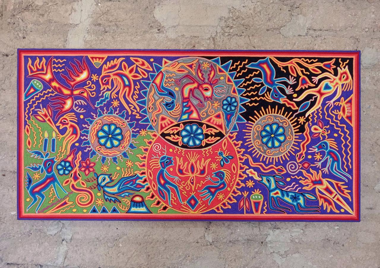 Huichol Yarn Painting Mexican Folk Art By Luciana Benitez PP7982