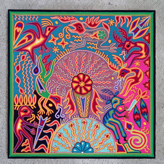 Huichol Yarn Painting Mexican Folk Art By Luciana Benitez PP8010