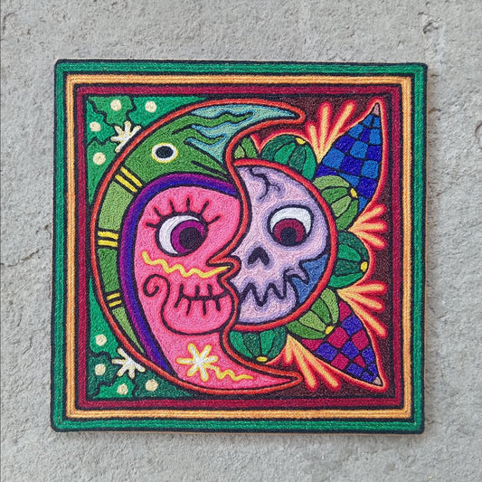 Mexican Folk Art Huichol Indian Yarn Painting by Luis Castro PP8016