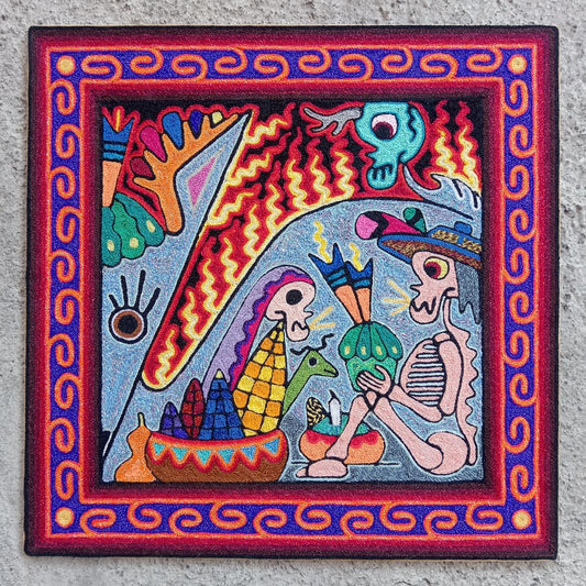 Huichol Indian Yarn Painting By Luis Castro PP8047
