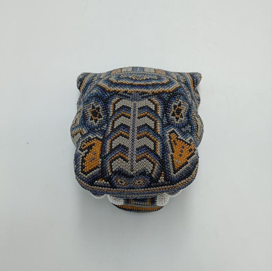 Mexican Huichol Hand Beaded Jaguar Head By Honorio Villa PP8054