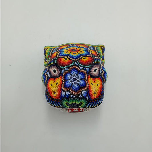Mexican Huichol Hand Beaded Jaguar Head By Honorio Villa PP8057