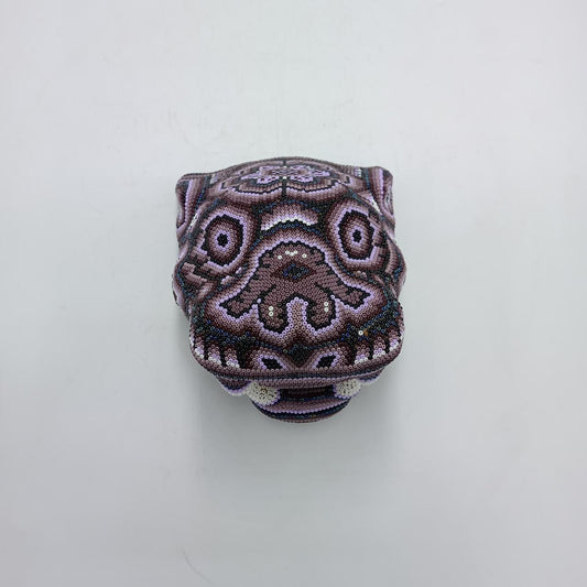 Mexican Huichol Hand Beaded Jaguar Head By Honorio Villa PP8058