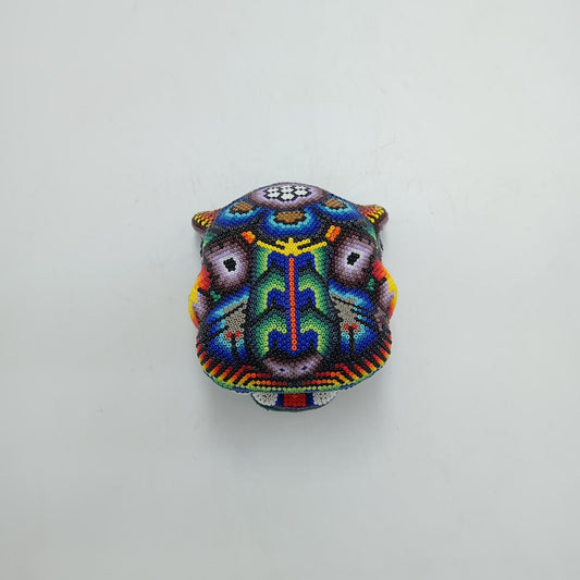 Mexican Huichol Hand Beaded Jaguar Head By Honorio Villa Lopez PP8064