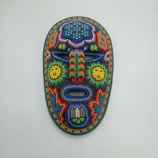 Mexican Huichol Hand Beaded Mask By Honorio Villa Lopez PP8087