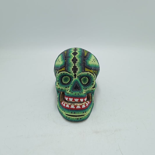 Huichol Hand Beaded Human Skull By Mayola Villa Lopez PP8115
