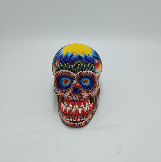 Huichol Hand Beaded Human Skull By Mayola Villa Lopez PP8117