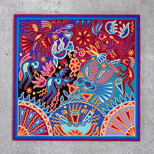 Huichol Yarn Painting Mexican Folk Art By Luciana Benitez PP8143