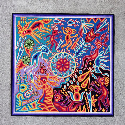 Huichol Yarn Painting Mexican Folk Art By Luciana Benitez PP8142