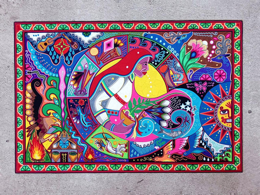Huichol Mexican Folk Art Yarn Painting by Neikame PP8145