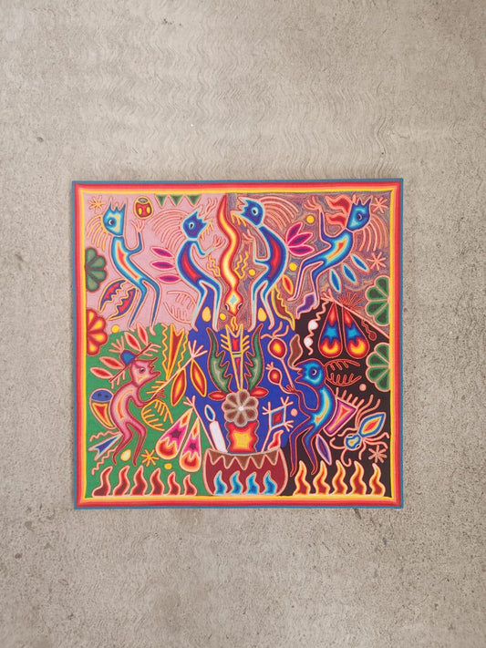 Huichol Yarn Painting Mexican Folk Art By Hilaria Chavez Carrillo PP8146