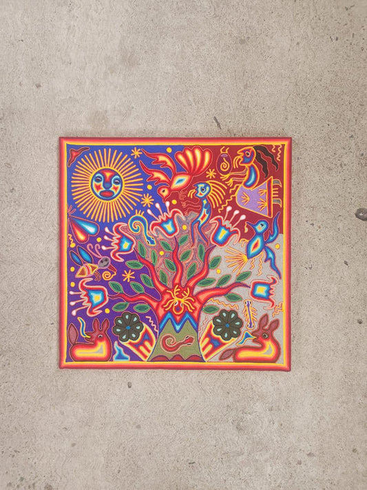 Huichol Yarn Painting Mexican Folk Art By Hilaria Chavez Carrillo PP8148