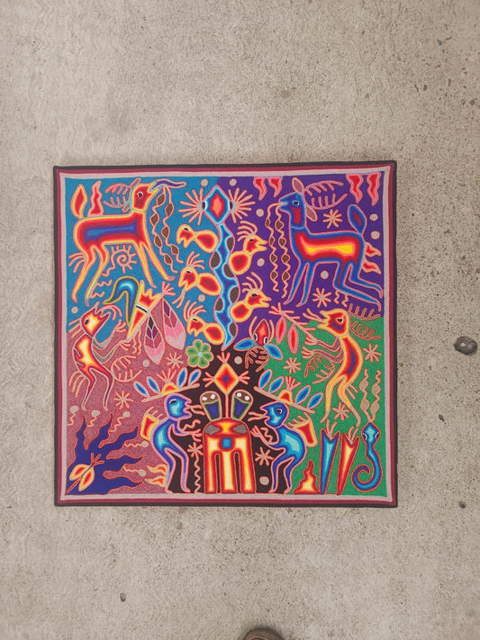 Huichol Yarn Painting Mexican Folk Art By Hilaria Chavez Carrillo PP8149