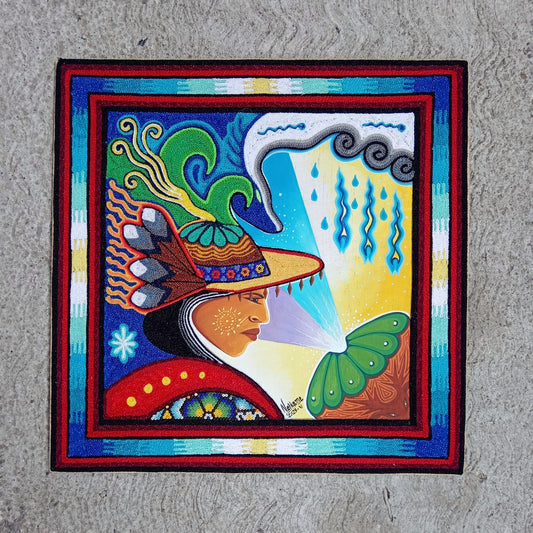 Huichol Mexican Folk Art Yarn Painting by Neikame PP8155