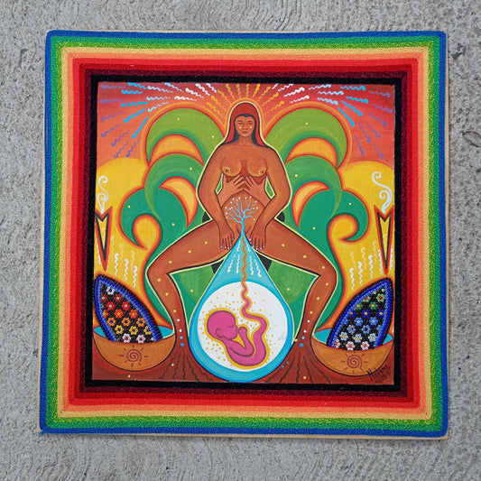 Huichol Mexican Folk Art Yarn Painting by Neikame PP8156