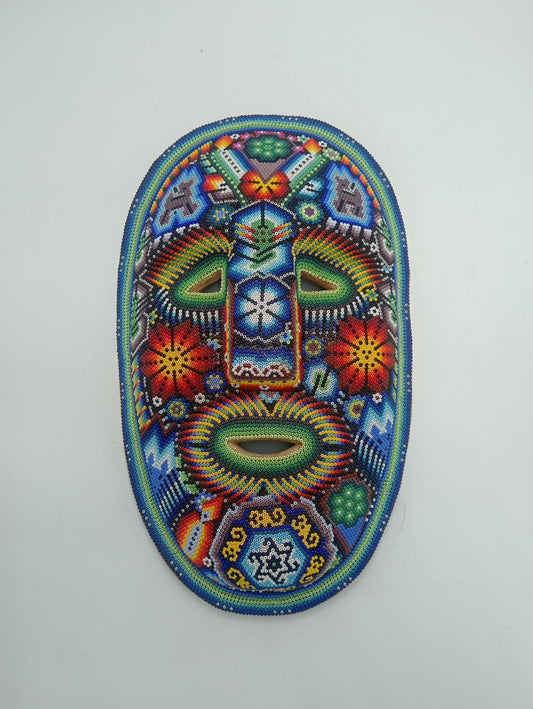 Mexican Folk Art Huichol Beaded Mask By Yolanda Villa Lopez PP8161