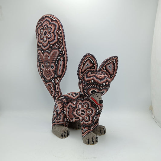 Mexican Huichol Hand Beaded Art, Fox By Isandro Villa Lopez PP8175