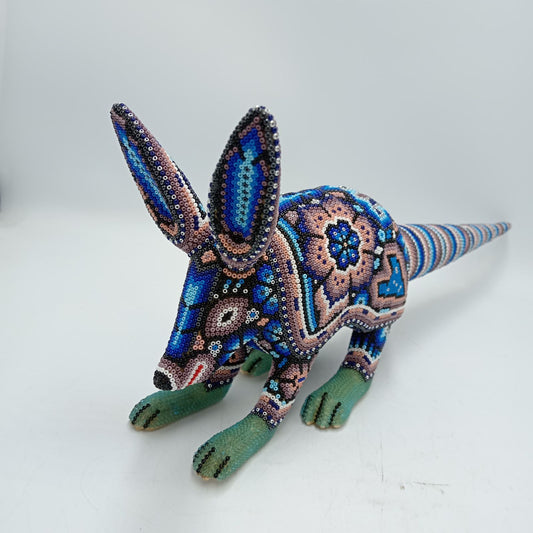 Mexican Huichol Hand Beaded Art, Armadillo By Isandro Villa Lopez PP8177