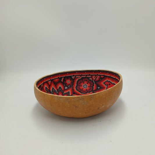 Huichol Hand Beaded Gourd Bowl By Isandro Villa Lopez PP8179