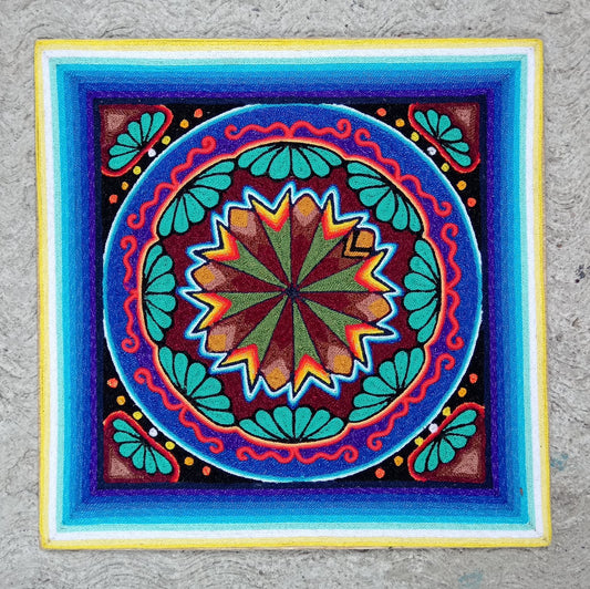 Huichol Mexican Folk Art Yarn Painting by Neikame PP8197
