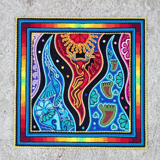 Huichol Mexican Folk Art Yarn Painting by Neikame PP8198