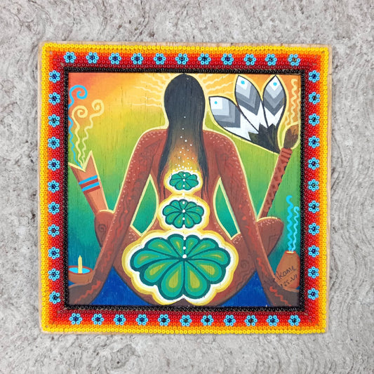 Huichol Mexican Folk Art Yarn Painting by Neikame PP8201