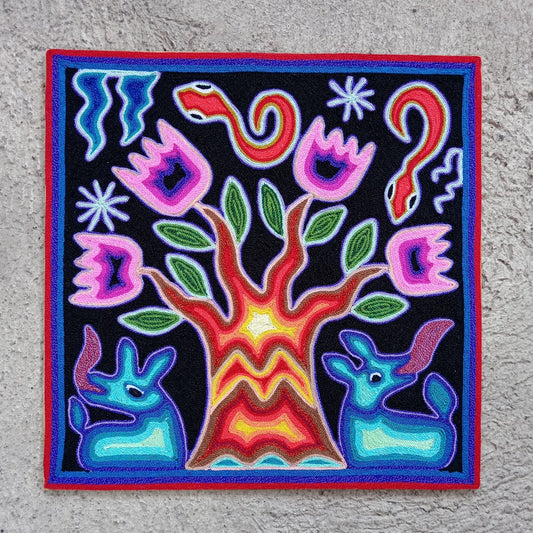 Huichol Yarn Painting Mexican Folk Art by Hilaria Chavez Carrillo PP8213