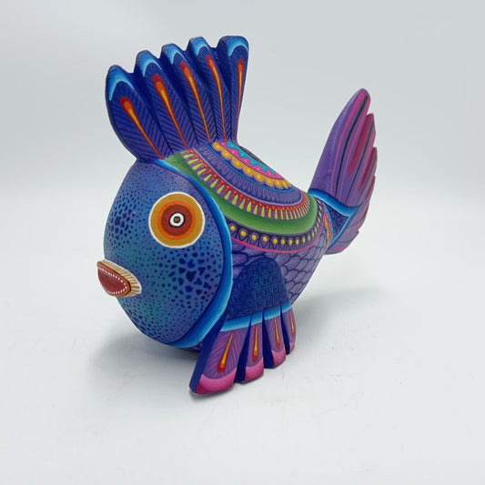 Mexican Oaxacan Wood Carving Fish By Julia Fuentes PP8215