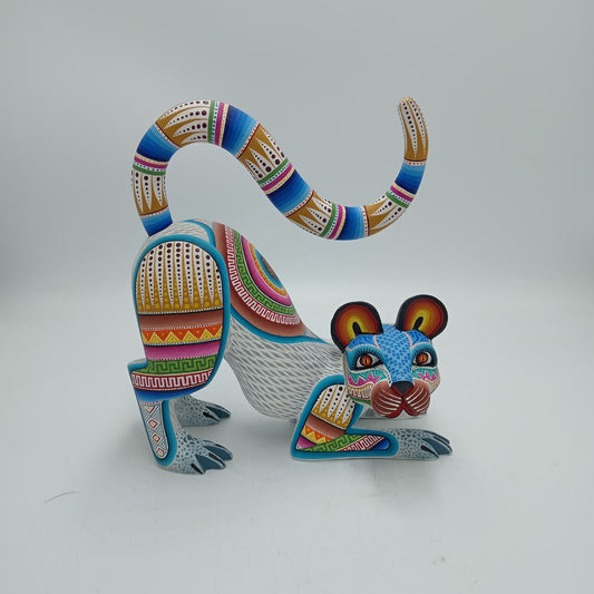 Mexican Oaxacan Wood Carving Cat By Julia Fuentes PP8217